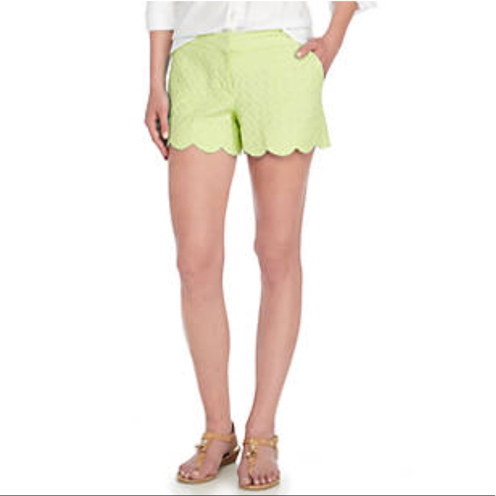 Crown & Ivy Lime Green Scallop Shorts
